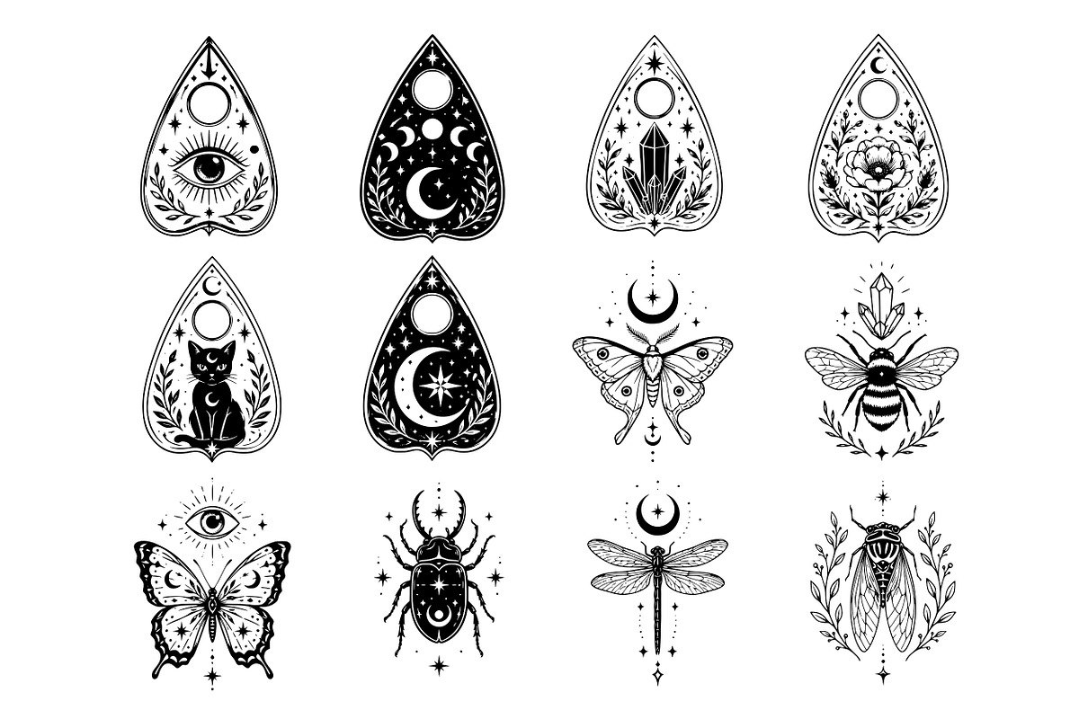 Celestial Witchcraft Line Art, a Decorative Illustration by DENIDigitalArtSudio (Photo 7 of 8)