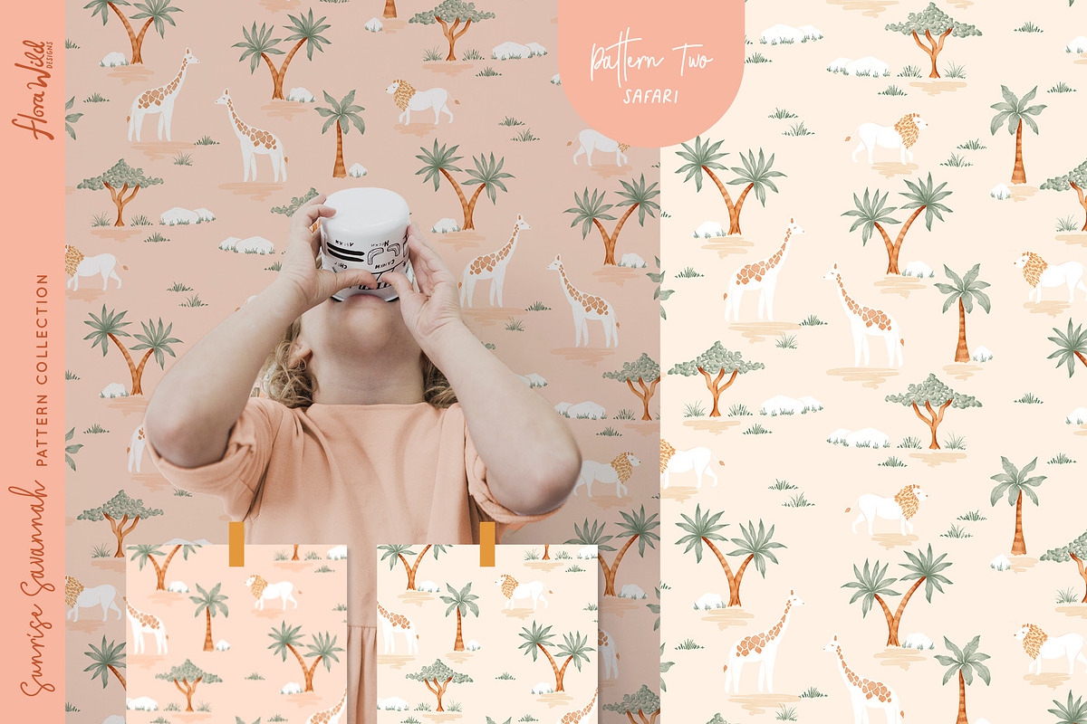 Savannah safari pattern bundle, a Pattern Graphic by Flora Wild Designs