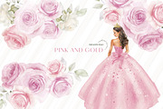 Pink And Gold Princess Clipart, an Illustration by Sunflower Day Love (Thumbnail 2 of 4)