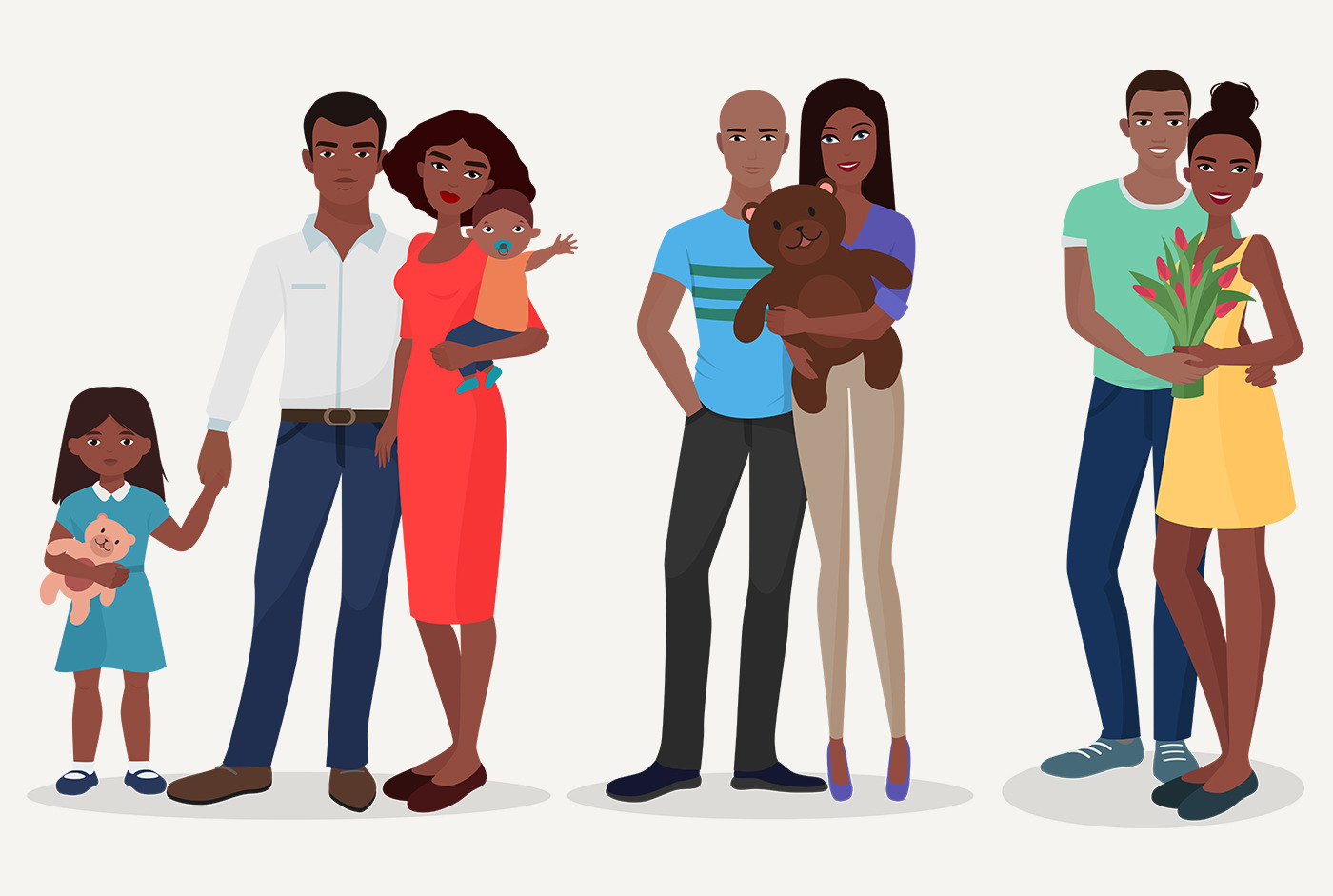 Black people family couple set, a Graphic by Lemberg Vector
