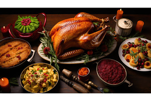 delicious holiday food flat lay ai, a Food & Drink Photo by pikepicture