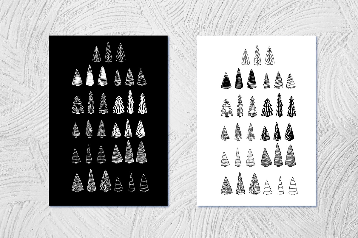 Rustic Christmas tree vector set, an Object Graphic by AvaAva (Photo 2 of 6)