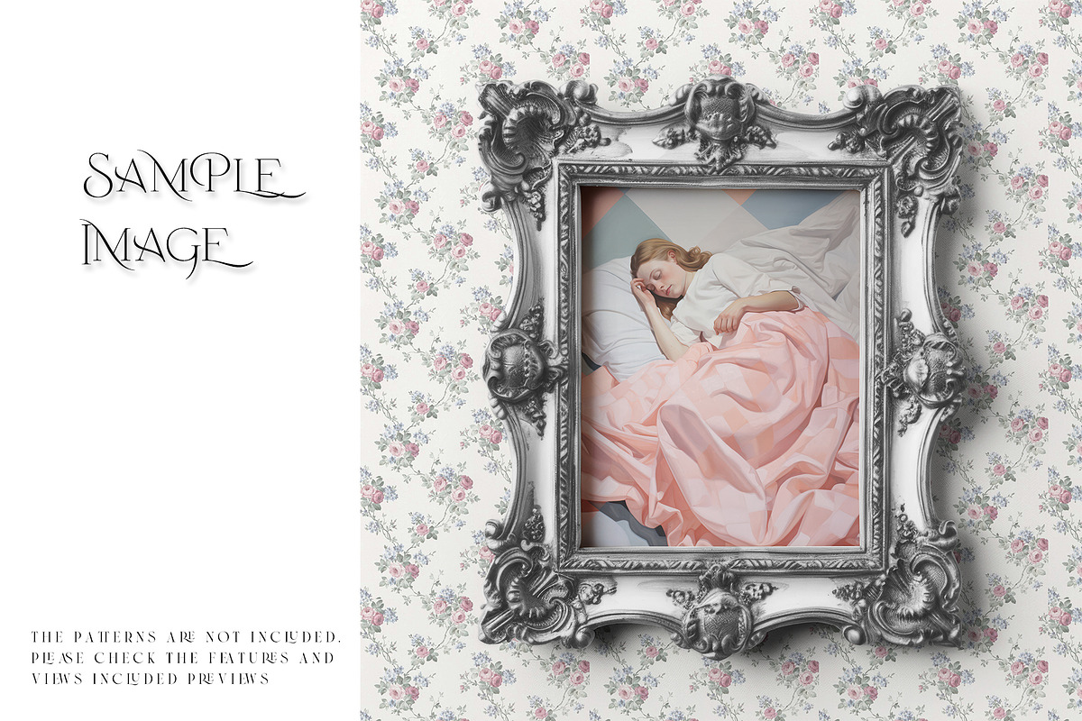 Vintage Frame & Wallpaper Mockup, a Household Mockup by mock-ups (Photo 5 of 14)