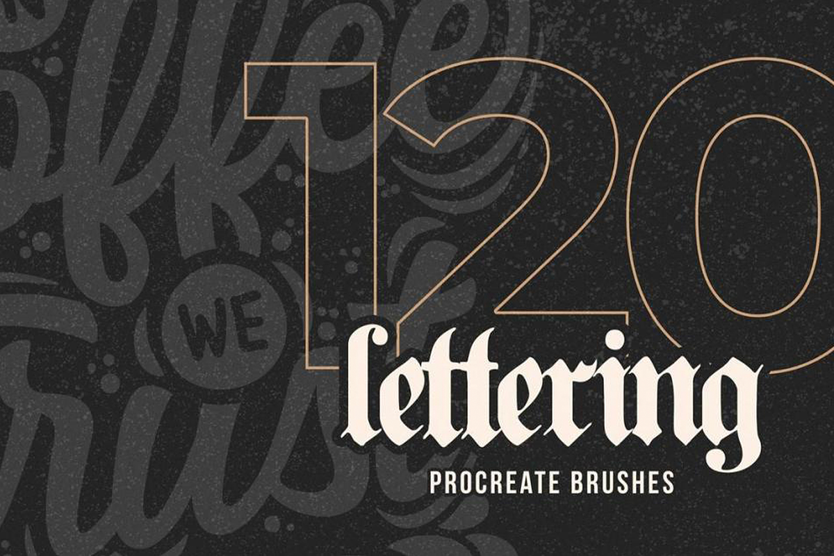 120 lettering brushes for procreate, a Brush Add-On by Endete & Mazak brushes (Photo 1 of 8)