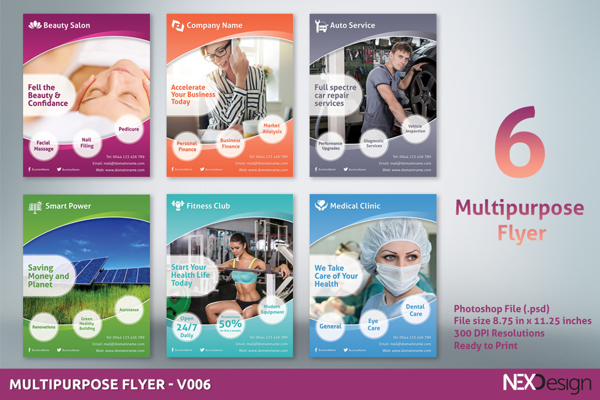 6 Multipurpose Flyers - SK, a Flyer Template by UNIK Agency