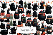 Quirky Christmas Cat Clipart, an Illustration by Markicha Art (Thumbnail 1 of 7)
