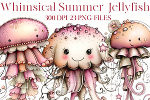 Whimsical summer jellyfish clipart, an Illustration by Designworld