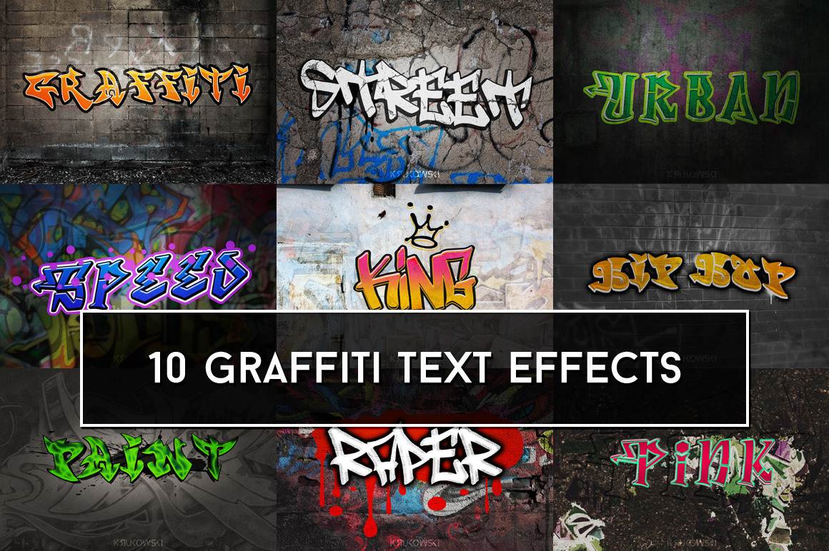 Graffiti Text Effects, A Layer Style Add-On By Krukowski Graphics