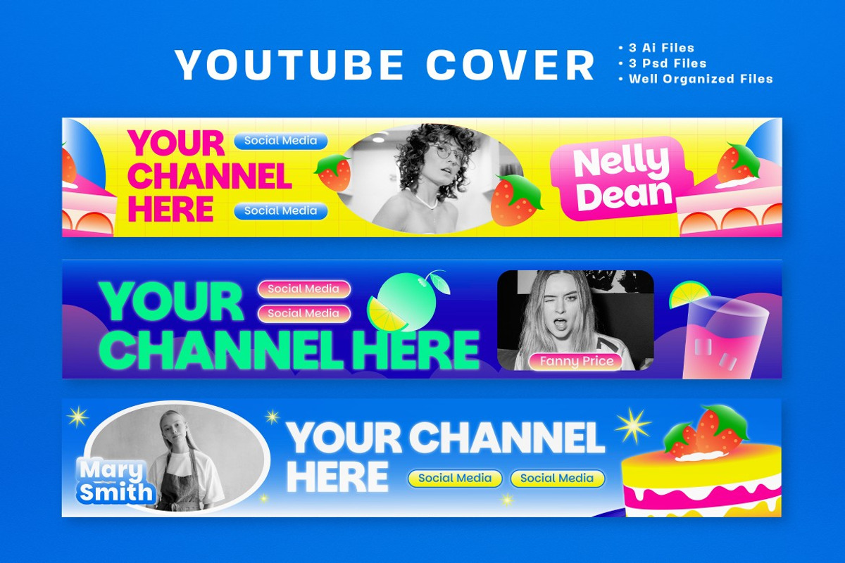 Blue Yellow Bold Youtube Cover, a Social Media Template by graphicook (Photo 2 of 3)