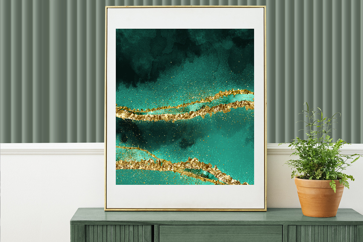 50 Gold & Emerald Watercolor Papers, a Texture Graphic by Photohacklovers (Photo 7 of 8)
