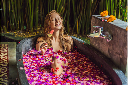 Attractive Young woman in bath with, a Person Photo by Elizaveta Galitskaya