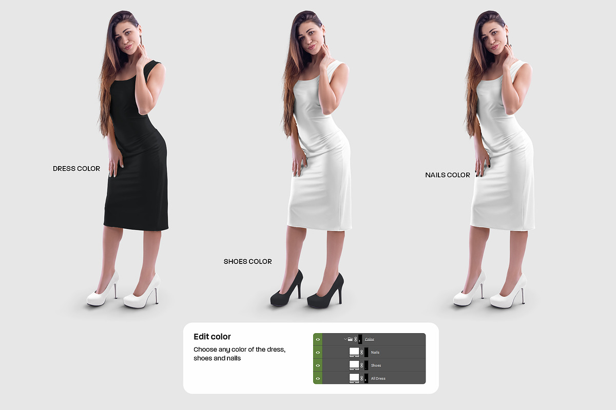 11 Women's Tight Dress Mockups, an Apparel Mockup by Grow Design Craft Studio (Photo 3 of 6)