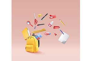 3D School backpack full of, an Object Illustration by Abscent