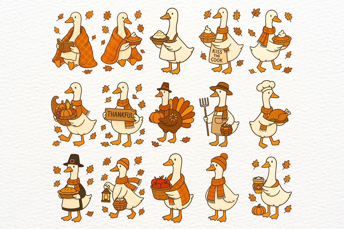 Thanksgiving Silly Goose Clipart PNG, an Illustration by Nicolle's Colorful Art (Photo 3 of 6)