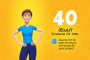 Jenny Cartoon 3D Character Promo Set