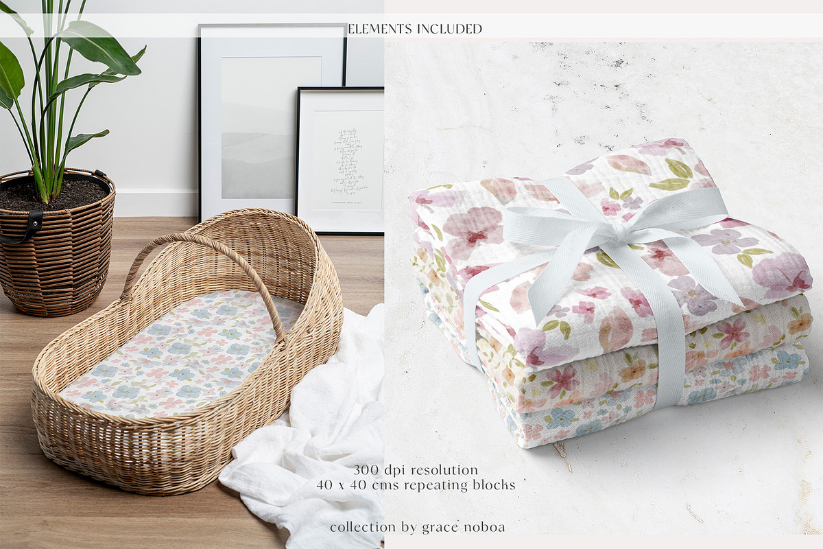 Floral Seamless Patterns & Cliparts, a Pattern Graphic by Grace Noboa Illustrations (Photo 12 of 17)