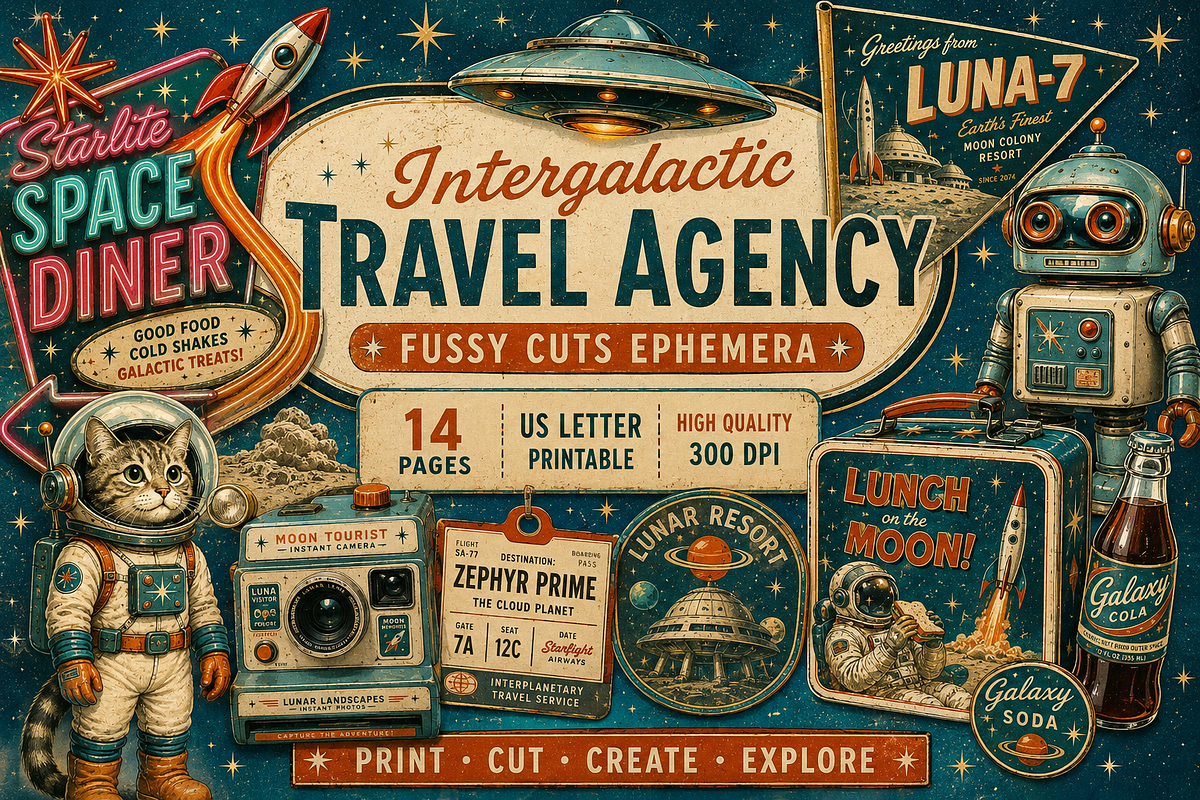 Intergalactic Travel Agency Cut Out, a Technology Illustration by Seaside Whiskers (Photo 1 of 6)