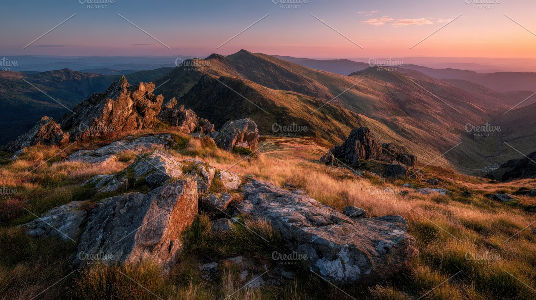 Wales mountain sunset, a Photo by Beautiful things