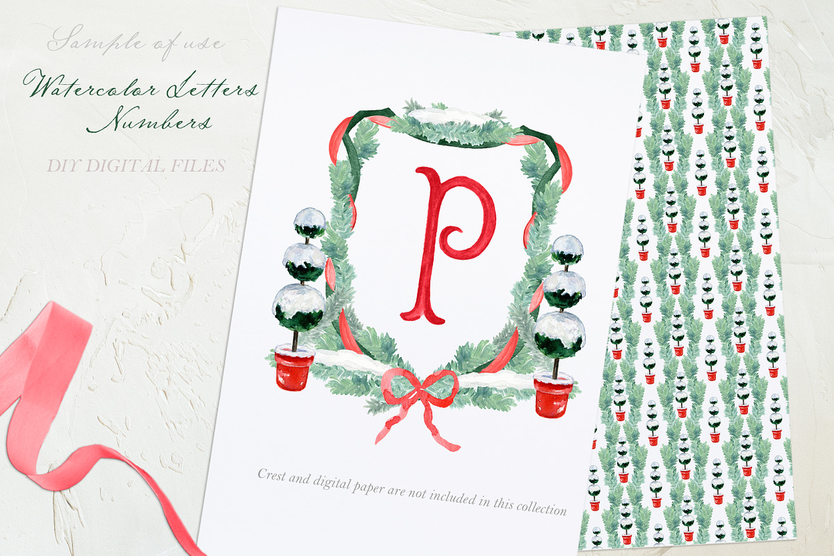 Watercolor letters numbers, a Decorative Illustration by LABFcreations (Photo 2 of 3)