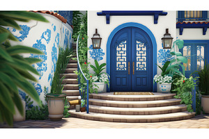way house entry ai generated, an Architecture Photo by pikepicture