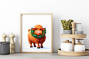 Cute Christmas Highland Cow Clipart, an Illustration by Wow Magic (Thumbnail 3 of 5)