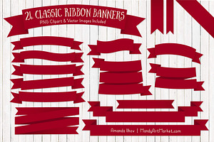 Ruby Ribbon Banner Clipart, an Illustration by Amanda Ilkov