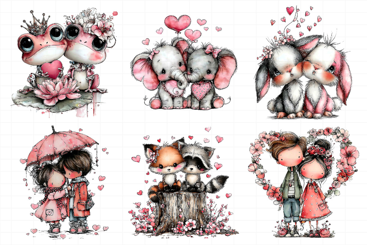Whimsical Valentine Couple Clipart, an Illustration by Daily.Designs (Photo 5 of 5)