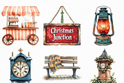 Christmas Train Station Clipart, an Illustration by Craft Nest (Thumbnail 2 of 6)