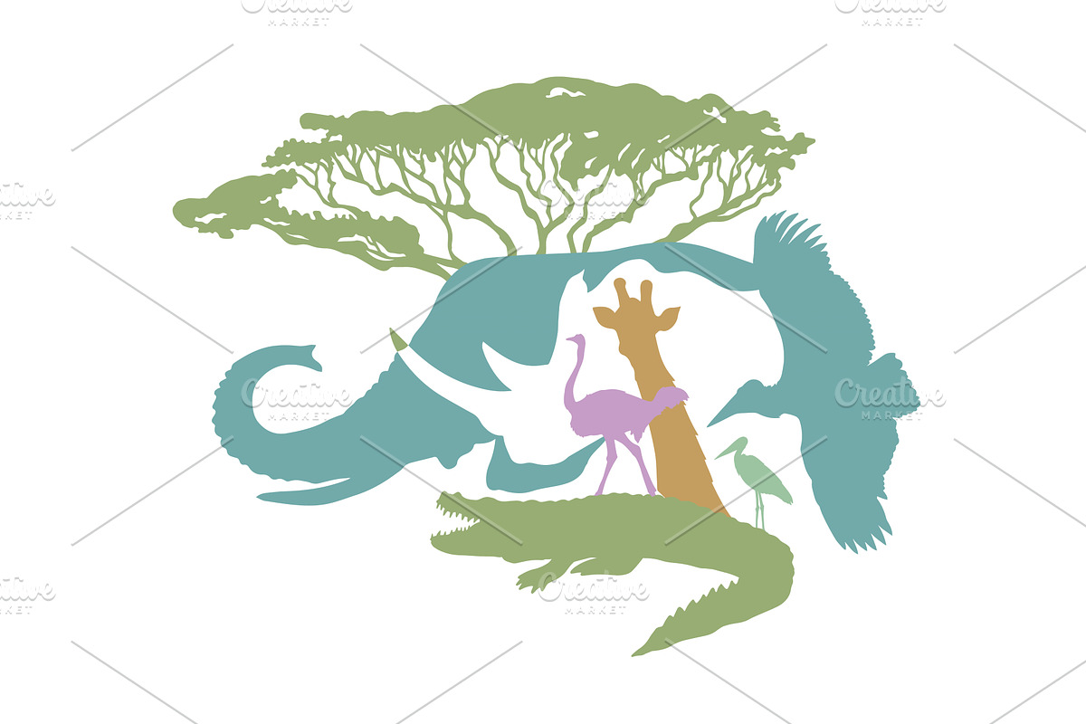 Africa Animal Silhouettes Logo, an Animal Illustration by Nenahliadava Design