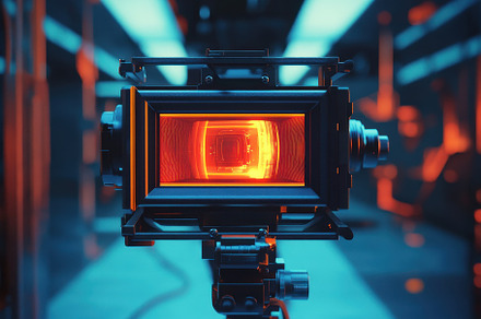 Illuminated video camera setup in a, a Photo by Iftikhar Alam