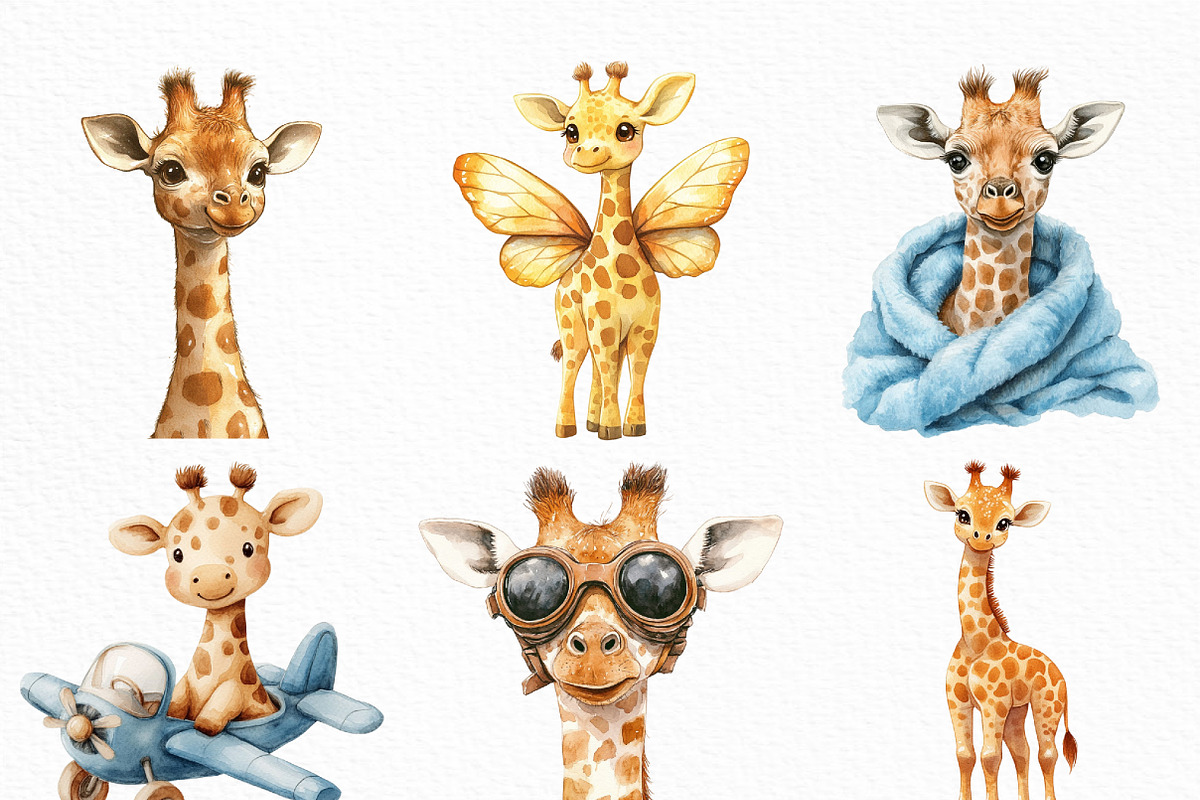 Watercolor Baby Giraffe Clipart, an Illustration by Craft Nest (Photo 2 of 6)