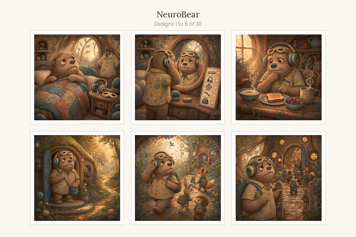 NeuroBear Storybook Set of 30, an Animal Illustration by LanternkinStudio (Photo 6 of 14)