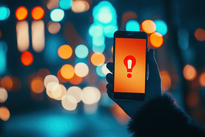 Smartphone warns of cyber threats, a Photo by Pavel_design