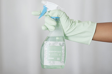 Spring cleaning, hands and bottle with chemical spray, eco friendly product and disinfection of bacteria, dirt and household maintenance. Closeup of cleaner, cleaning service and liquid detergent, a Photo by Peopleimages.com