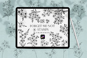 Forget-me-not Procreate Line Art Sta, a Brush Add-On by Dervik Art Store (Thumbnail 1 of 6)