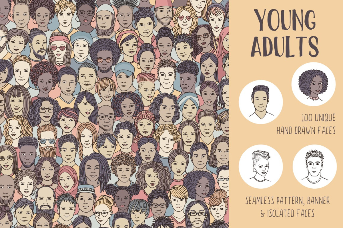 Huge Collection of 220 Diverse Faces, a Person Illustration by Franzi draws (Photo 2 of 12)