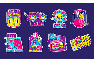 Retro Stickers Set Isolated On