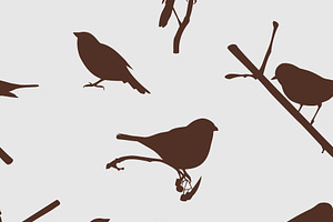 Seamless pattern birds on branch, a Pattern Graphic by Viktorijareut