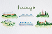 My Watercolor Map Clipart Set, an Animal Illustration by ArtCreationsDesign (Thumbnail 2 of 7)