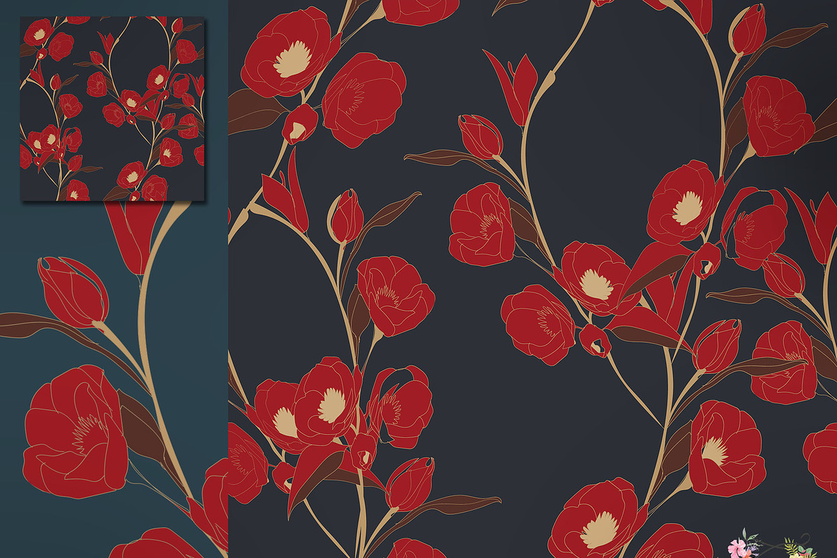 28 EPS/JPG flowers background., a Pattern Graphic by Theraphosath (Photo 13 of 15)