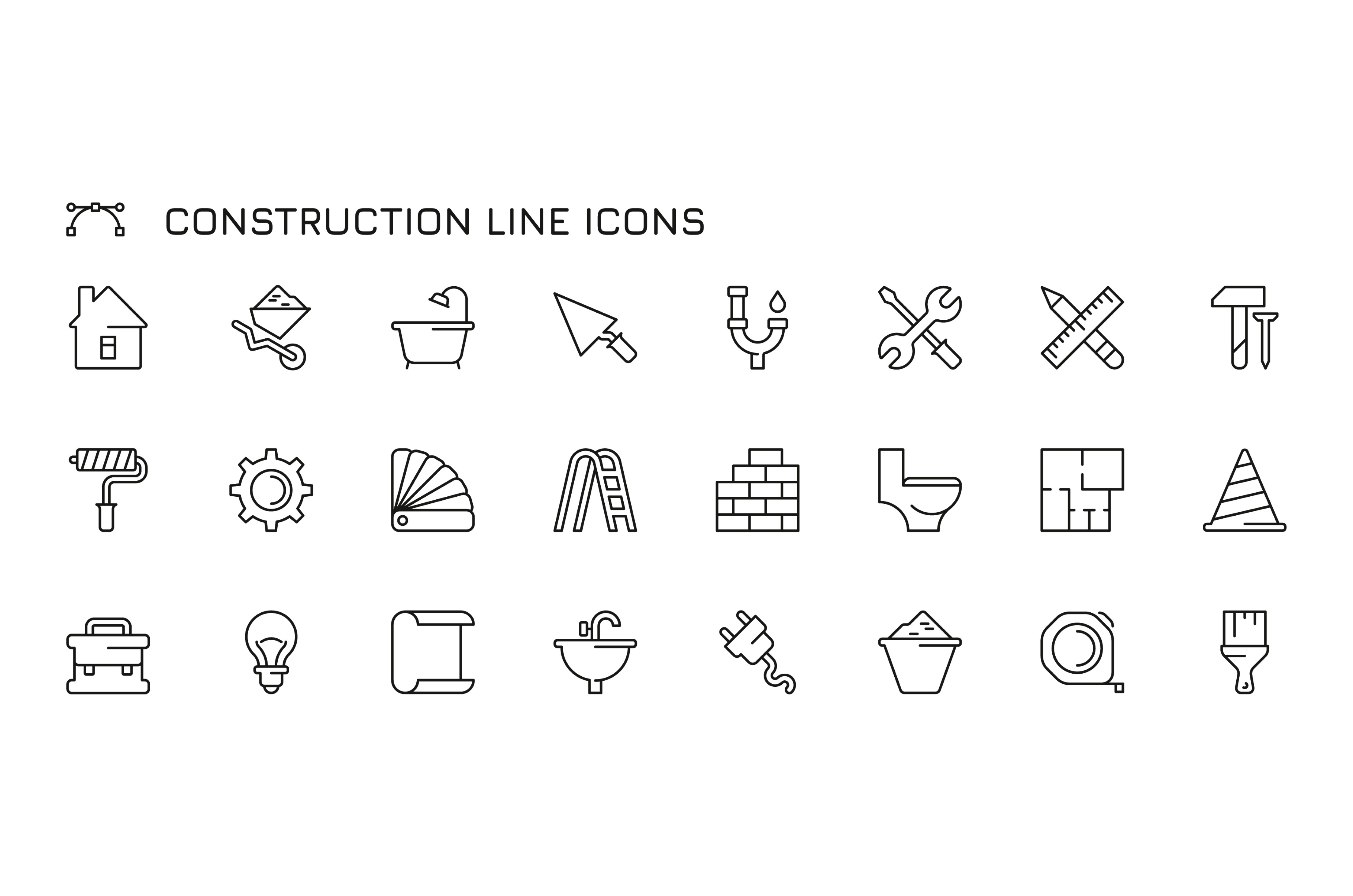 Construction line icons. Building, a Graphic by Frogella