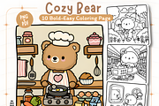 Cozy Bear Coloring Pages, an Animal Illustration by Coco Bloom (Thumbnail 1 of 5)