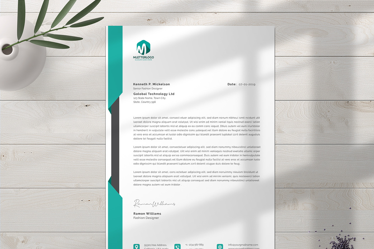 Business Letterhead Word, a Stationery Template by ResumeDevisers (Photo 6 of 8)