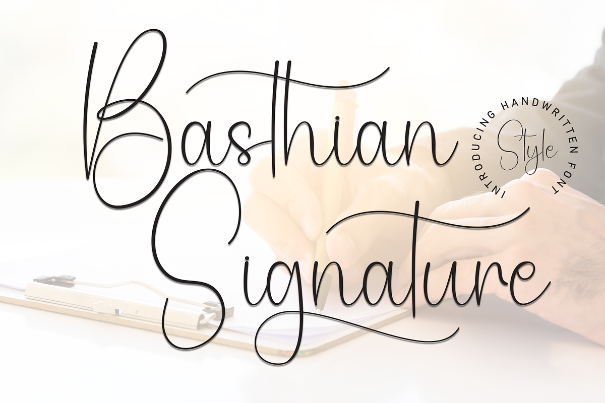 Basthian Signature | Script Font, a Handwritten Font by Scratchones (Photo 1 of 8)