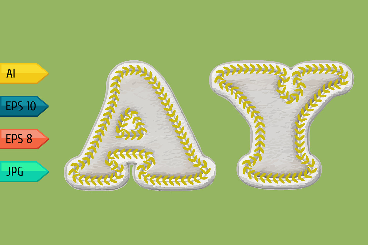 Vector alphabet with stitches. preview 2