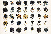 Black and Gold Rose Clipart, an Illustration by DreamCafeArt (Thumbnail 2 of 7)
