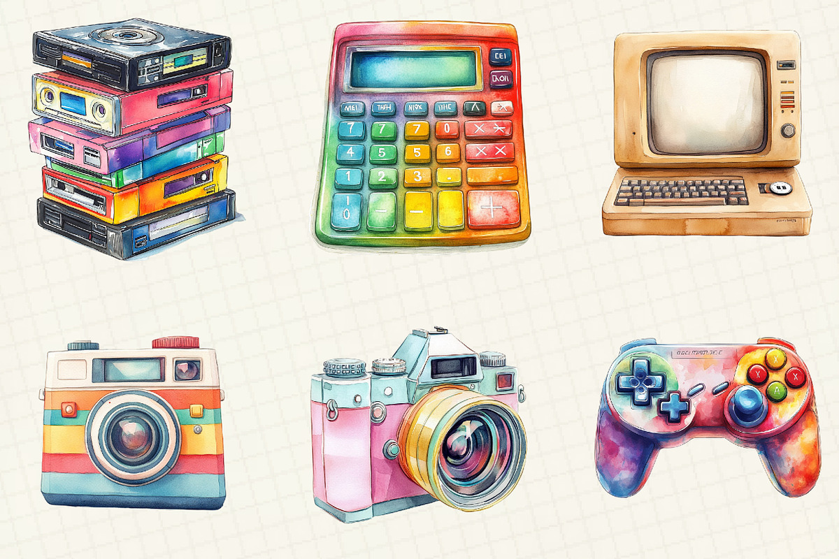 Retro Technology Sublimation Clipart, an Illustration by OK Design (Photo 2 of 5)