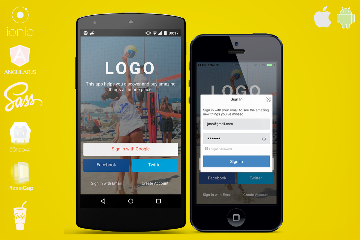 Login1 - Ionic Auth Component, a HTML Template by IonicThemes (Photo 2 of 3)