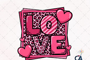 Valentine's Day Love leopard frame, an Illustration by Creative Art