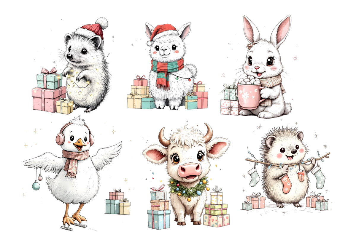 Christmas Cute Animals Clipart Se, an Animal Illustration by Anca Digital Vibe (Photo 5 of 5)